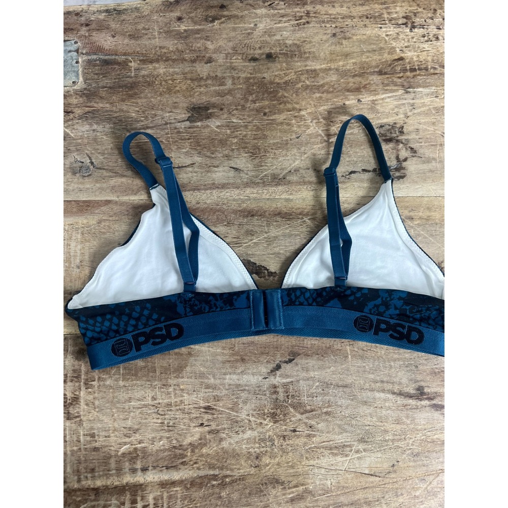 PSD Mesh Snake Print Blue and Black Bralette Size M - Picture 3 of 5